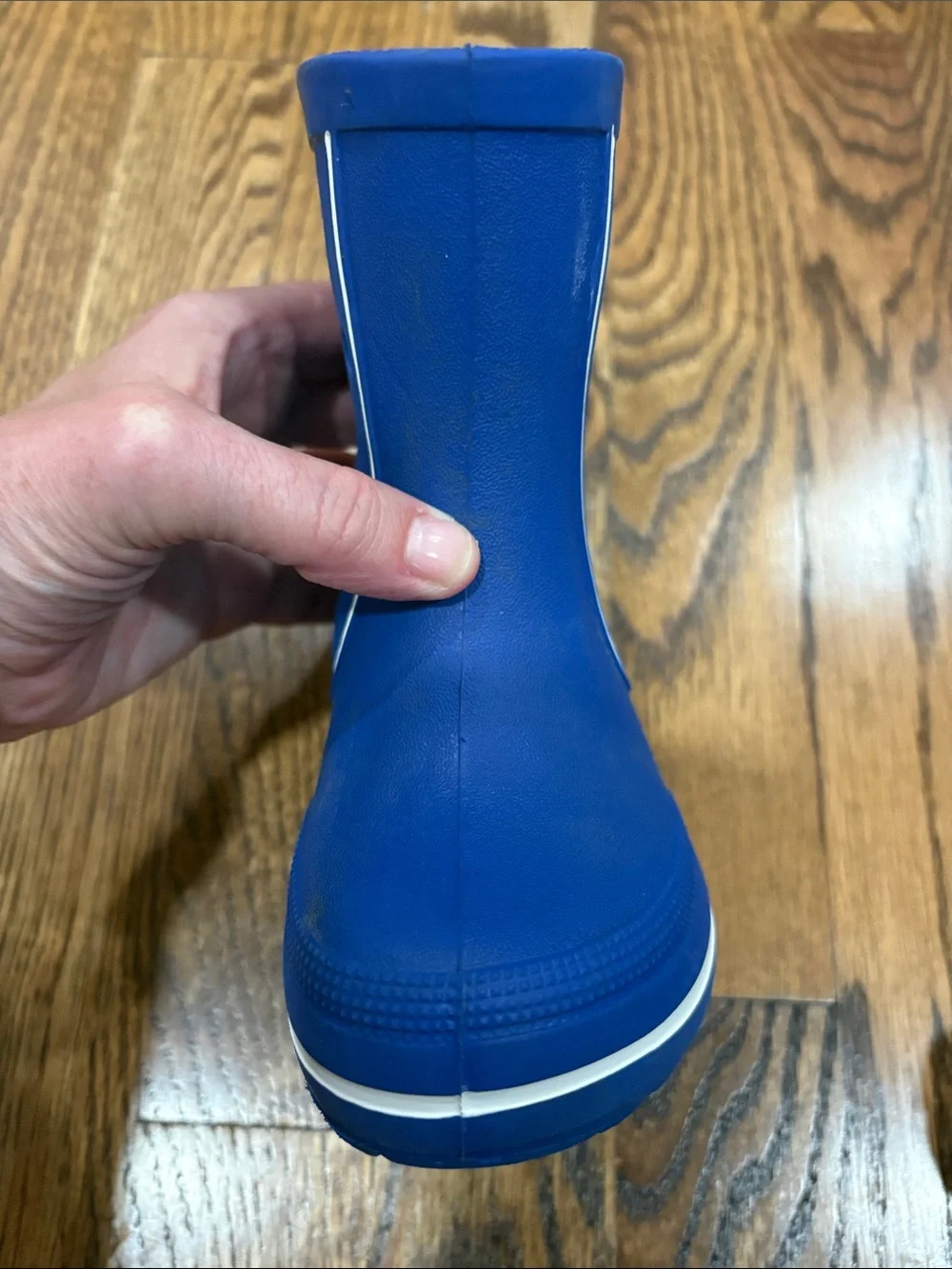 Kids blue Crocs Crocband Jaunt Rain Boot, size 6-7. Great used condition